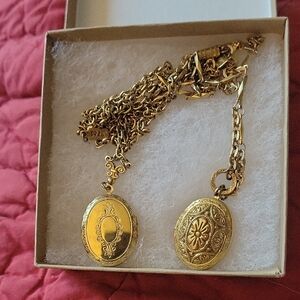 2 1928 Brand Gold Tone Lockets.